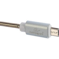Кабель USB Cablexpert USB 2.0 AM/microB, серия Gold, длина 1м, блистер, серебро CC-G-mUSB02S-1M