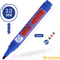 Перманентный маркер Munhwa Crown Multi Marker синий, пулевидный, 3мм CPM-800