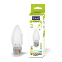 Светодиодная лампа General Lighting Systems Филамент матовый E27 8Вт 230В 580Лм 6500К Холодный белый свет Свеча GLDEN-CS-M-8-230-E27-6500 649997