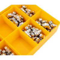 Комплект пресс-масленок в пластиковой коробке GROZ 110 шт М6 М8 М10 прямой 45 90 градусов GR43991