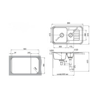 Мойка EWIGSTEIN Antik 60KF кварц, 1.5-чаши+крыло, 860х510 мм, шоколад A-60KF