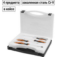 Набор отверток TDM ELECTRIC 4 штуки в пластиковом чемодане SL3x75, SL5х100, PH1х75, PH2х100 серия "Алмаз" SQ1013-0202