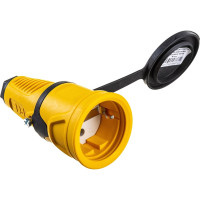 Кабельная розетка PCE 16A 220V 2P+E IP54 с крышкой, корпус желтый, крышка и маркер черный 2511-es