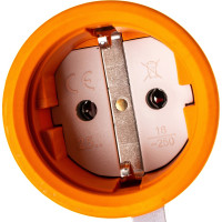 Кабельная розетка PCE 16A 220V 2P+E IP54 с крышкой, корпус оранжевый, крышка и маркер черный 2511-os