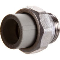 Муфта комбинированная разъемная с наружной резьбой VALFEX PP-R серая, 25 мм х1" 10156225Г 127-0346