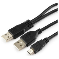 Кабель Cablexpert USB 2.0 Pro / 2xAM/miniBM 5P 0.9м экран черный пакет CCP-USB22-AM5P-3
