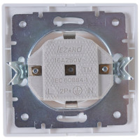 Розетка Lezard MIRA с заземлением, керамика, белый, с серой вставкой 701-0215-122