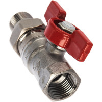 Шаровой кран Giacomini R259D 1/2, 1/2, ВН, ручка-бабочка красная, хром, с разъемным соединением R259X003