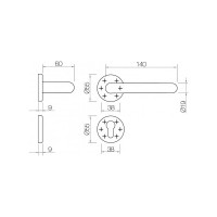 Гарнитур DOORLOCK DL 038/F-55 PZ U-form Rt нерж. сталь, универс. монтаж, розетка 55мм, шпиндель 8мм 73309