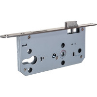 Корпус замка DOORLOCK DL401/55 PZ72 Rt нержавеющая сталь, реверсивный с запорной планкой, III класс 75310