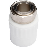 Комбинированная муфта VALFEX PP-R белая 20х3/4 дюйма, с накидной гайкой 10139120 127-0259