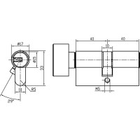 Цилиндр DOORLOCK V K2300AB N серия Variant, никелированный, 40x40 мм, кл/пов. кнопка, 5 перф.ключей 79091