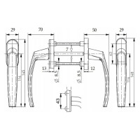 Комплект ручек для балкона с ключом Brante 700024