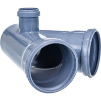 Канализационная крестовина RTP с выходом вперед на 45 градусов, 110/110/50, градусов 50 правая, серая 36538