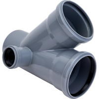 Канализационная крестовина RTP с выходом вперед на 45 градусов, 110/110/50/50, л+п серая 36532