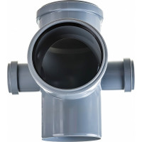 Канализационная крестовина RTP с выходом вперед на 87.5 градусов, 110/110/50/50, л+п серый 36542