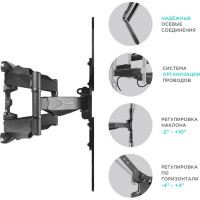 Наклонно-поворотный кронштейн для телевизора 40-75 ONKRON M5 Black M5B