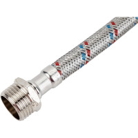 Подводка для воды СТМ сталь, 1/2", гайка-штуцер, 50 cм CWFHM050