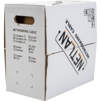 Кабель NETLAN U/UTP 4 пары, категория 5e, внутренний, PVC, серый, 305м CCA-UU004-5E-PVC-GY