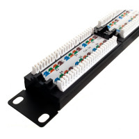 Панель NETLAN 19", 1U, 24 порта, категория 5e, RJ45/8P8C, неэкранированный, черная EC-URP-24-UD2