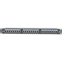 Панель NETLAN 19", 1U, 24 порта, категория 5e, RJ45/8P8C, экранированная, черная EC-URP-24-SD2