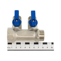 Коллектор СТМ 2 выхода, 3/4x16, с шаровыми кранами для м/п труб C2MP3416