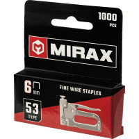 Скобы для степлера MIRAX тонкие 6 мм тип 53 (A /10 /JT21), закаленные, 1000 шт, 3153-06