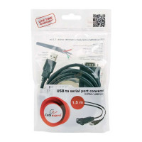 Конвертер Cablexpert USB - COM AM/DB9M, 1.5 м, черный, пакет UAS-DB9M-02