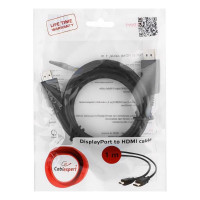 Кабель Cablexpert, DisplayPort-HDMI, 1м, 20M/19M, черный, экранированный, пакет, CC-DP-HDMI-1M