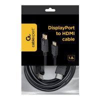 Кабель Cablexpert, DisplayPort-HDMI, 1.8м, 20M/19M, черный, экранированный, пакет, CC-DP-HDMI-6