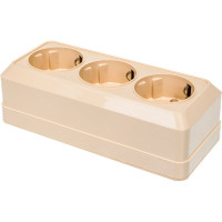 Розетка UNIVersal Олимп 3-ая с/з слоновая кость ivory 1167