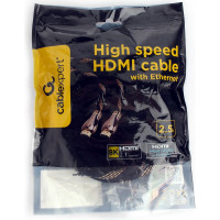Кабель HDMI Cablexpert, v2.1, 8K, 19M/19M, 2.5м, медь, позол. разъемы, экран, оплетка, черный CCP-HDMI8K-2.5M