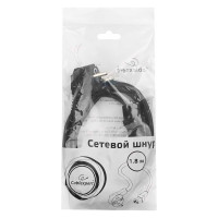 Кабель питания Cablexpert, 1.8 м, Schuko- C13, 3x1 кв.мм, черный, с заземлением, пакет, PC-186-1-1.8M