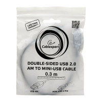 Кабель Cablexpert USB 2.0, мультиразъем USB, AM/miniB, 5P, 30cм, пакет CC-5PUSB2D-0.3M