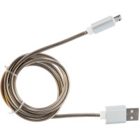 Кабель USB Cablexpert USB 2.0 AM/microB, серия Gold, длина 1м, блистер, серебро CC-G-mUSB02S-1M