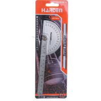 Измерительная линейка HARDEN из нержавеющей стали, с транспортиром, 90 х 150 мм 580718