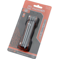 Набор имбусовых ключей HARDEN HEX, 1.5-8 мм, CRV, складные, сатин, 7 шт. 540610