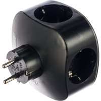 Тройник ЭРА SP3eUSBBLACK, 3гн, 220V2xUSB, 2100mA, c заземлением Б0046364