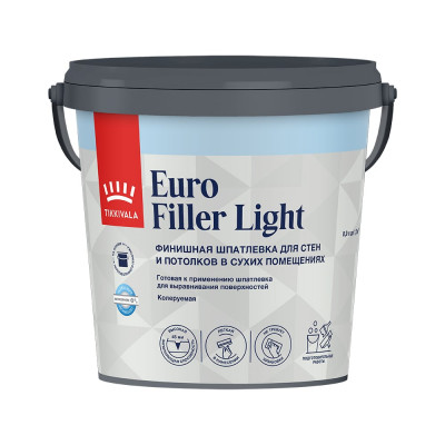 Шпаклевка финишная легкая Tikkurila EURO FILLER LIGHT 0.9 л 700009481