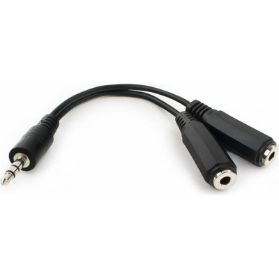 Cablexpert Кабель-разветвитель аудио Jack 3.5(M) 3pin/2xJack 3.5(F), 10см, черный, пакет, CCA-415-0.1M