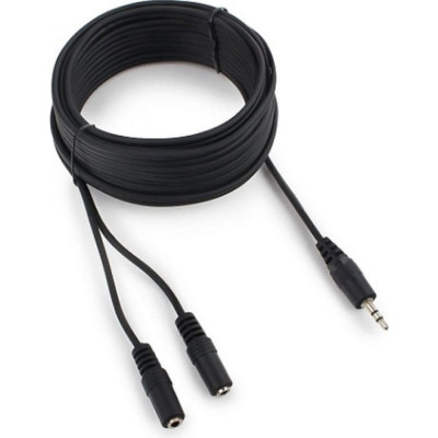 Cablexpert Кабель-разветвитель аудио Jack 3.5(M) 3pin/2xJack 3.5(F), 5м, черный, пакет, CCA-415