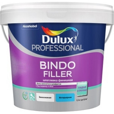 DULUX BINDO FILLER шпаклевка финишная, колеруемая, безусадочная под покраску и обои 1,5кг 5319761