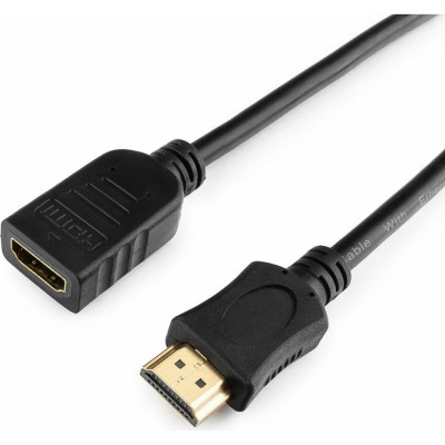 Cablexpert Кабель-удлинитель HDMI 1.8м v2.0 19M/19F черный, позол.разъемы, экран, CC-HDMI4X-6
