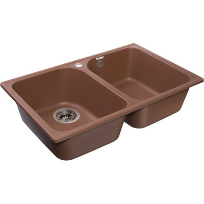 GranFest QUARZ Мойка 2 чаши 740*480 терракот 15 терракот