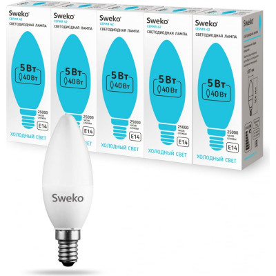 Светодиодная лампа Sweko 42LED-C35-5W-230-4000K-E14