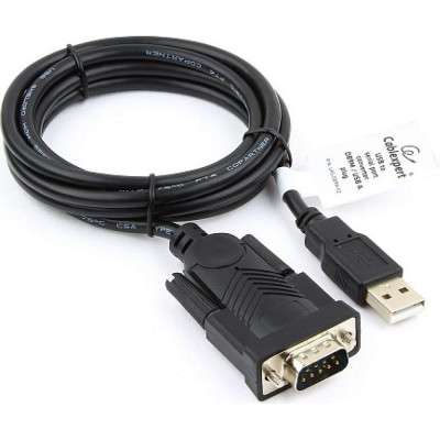Cablexpert Конвертер USB - COM UAS-DB9M-02, AM/DB9M, 1.5 м, черный, пакет, UAS-DB9M-02