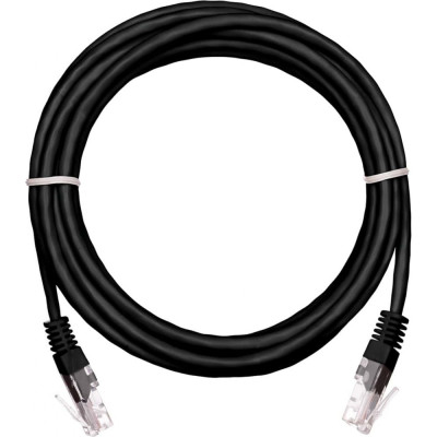 NETLAN Шнур U/UTP 4 пары, Кат.5e, PVC, черный, 5м, (упак 10 шт) EC-PC4UD55B-BC-PVC-050-BK-10