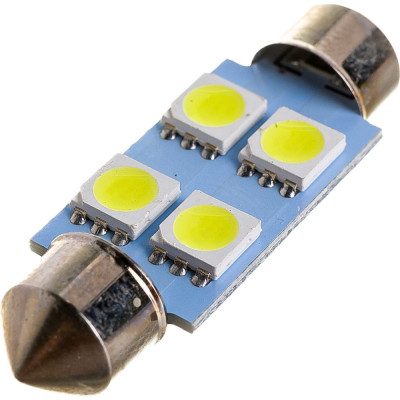 SKYWAY Автолампа диод T11C5W 12V 4 SMD Блистер c цоколем 1-конт Белая компл. 2 шт. Салон, номер S08201353
