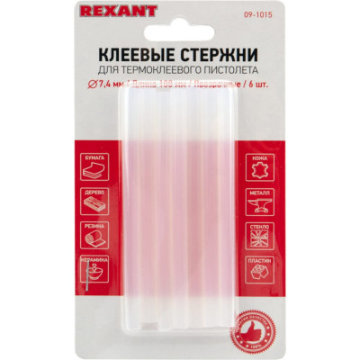 REXANT Клеевые стержни, ?7 мм, 100 мм, прозрачные, 6 шт., блистер 09-1015