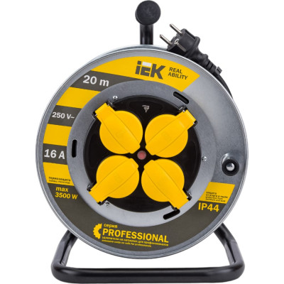 IEK Катушка УК20 на мет с т/з 4 места 2Р+PЕ/20м КГ 3х1,5мм2 IP44 